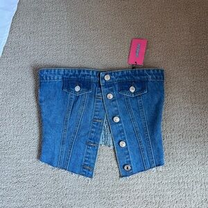 Denim button up crop top
